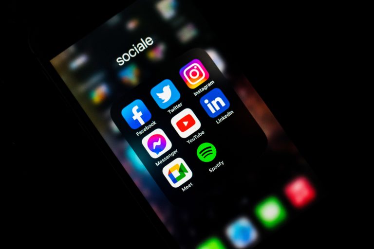 social media logos in a smartphone